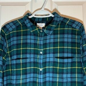 Croft&Barrow Flannel Blue Green Plaid Long Sleeve Shirt Women’s Size Extra Large